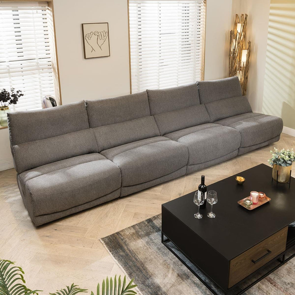 Jacob 5 Seater Modular Recliner Sofa - Grey S42R