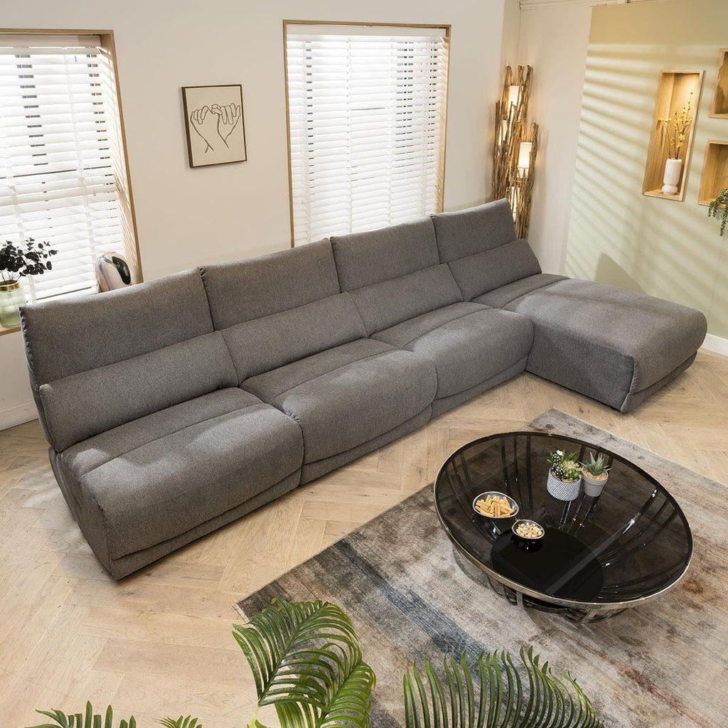 Jacob 5 Seater Recliner Corner Sofa - Grey L2R