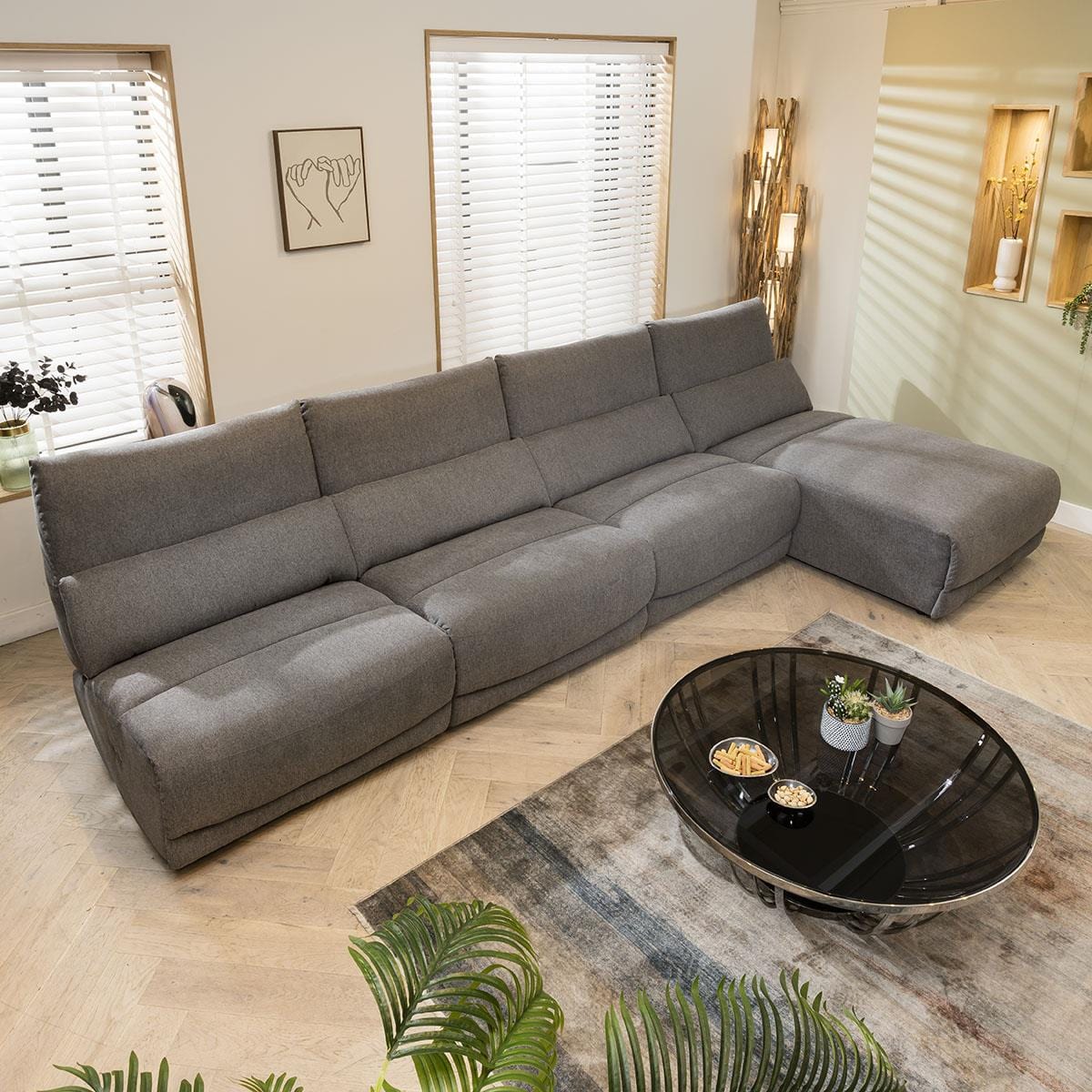 Jacob 5 Seater Recliner Corner Sofa - Grey L2R