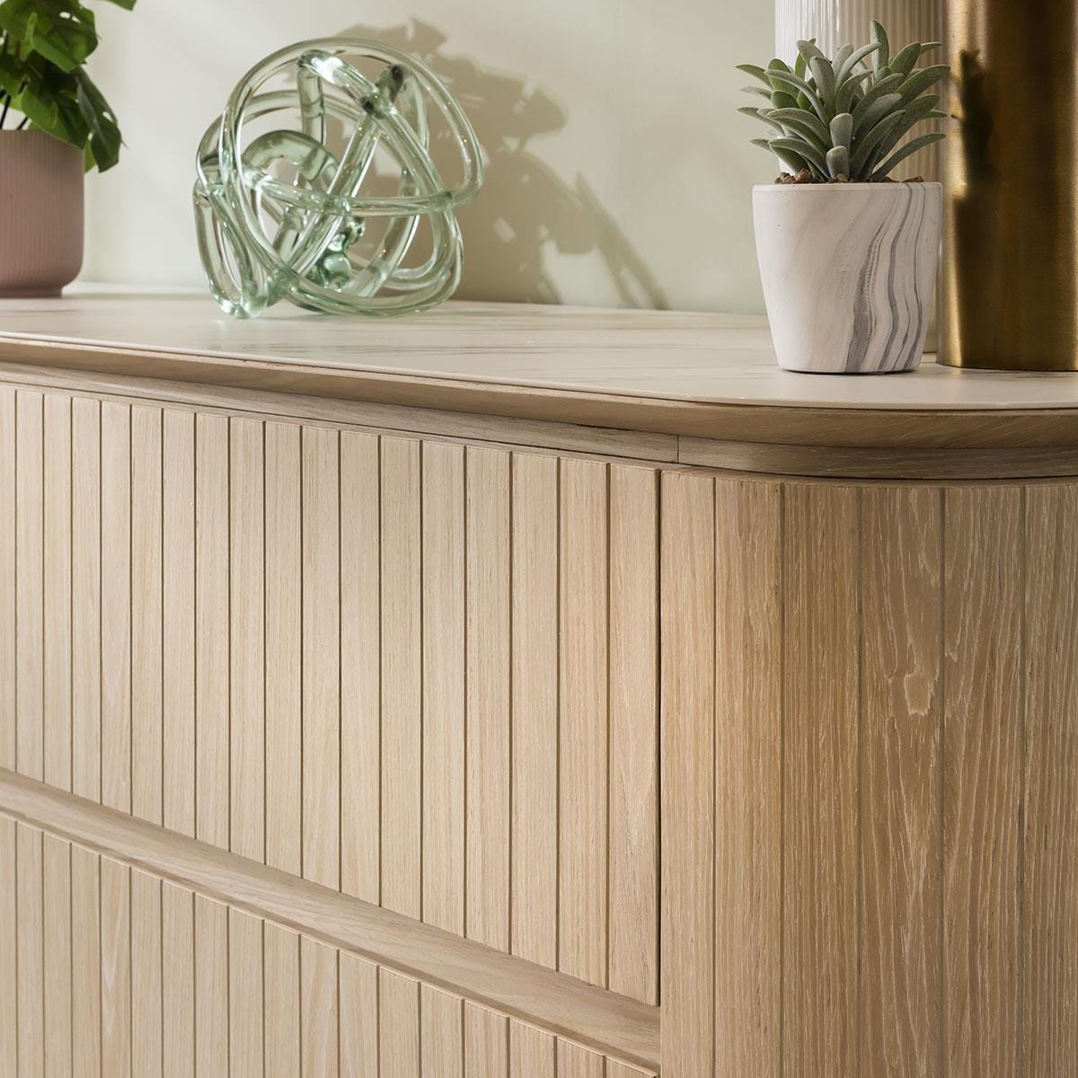 Barnes Sideboard Drawer Chest Natural Oak  Ceramic Top 140cm