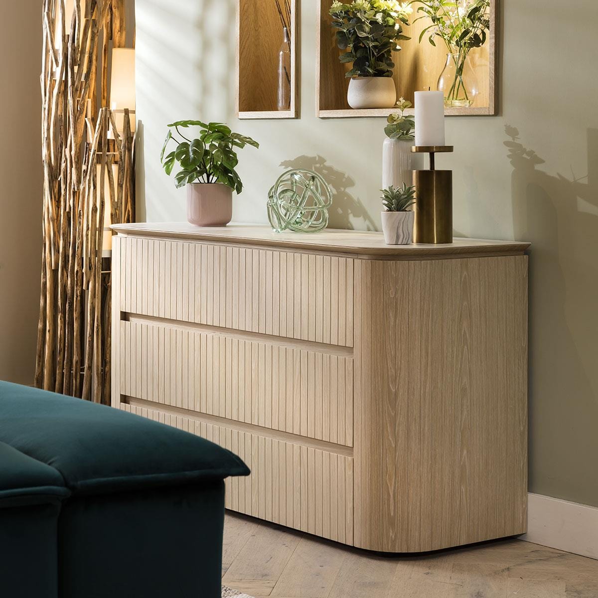 Barnes Sideboard Drawer Chest Natural Oak  Ceramic Top 140cm