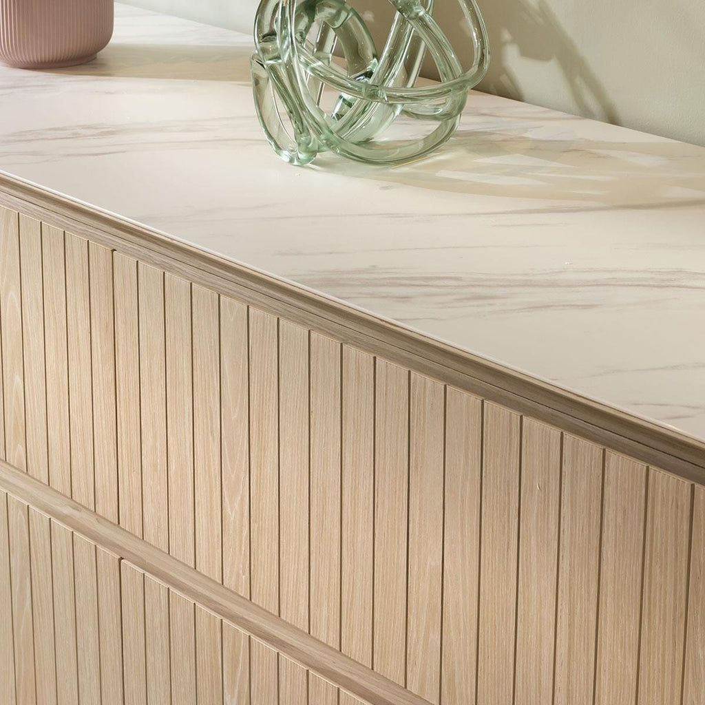 Barnes Sideboard Drawer Chest Natural Oak  Ceramic Top 140cm