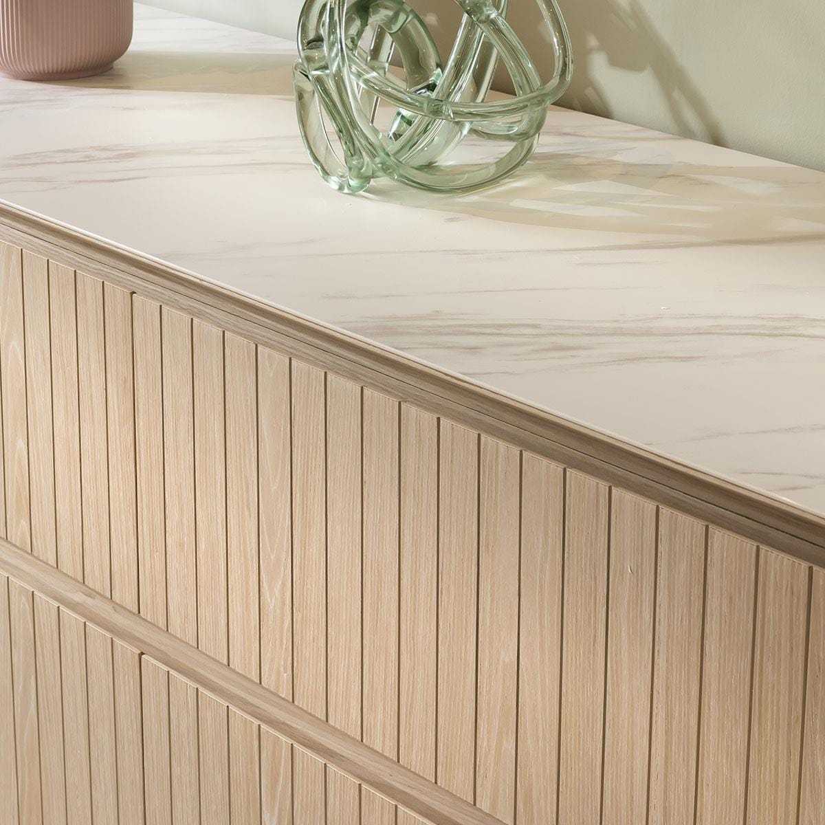 Barnes Sideboard Drawer Chest Natural Oak  Ceramic Top 140cm