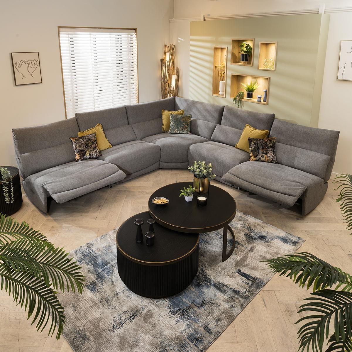 Jacob 6 Seater Recliner Corner Sofa - Grey L62R