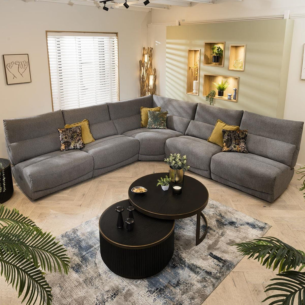 Jacob 6 Seater Recliner Corner Sofa - Grey L62R