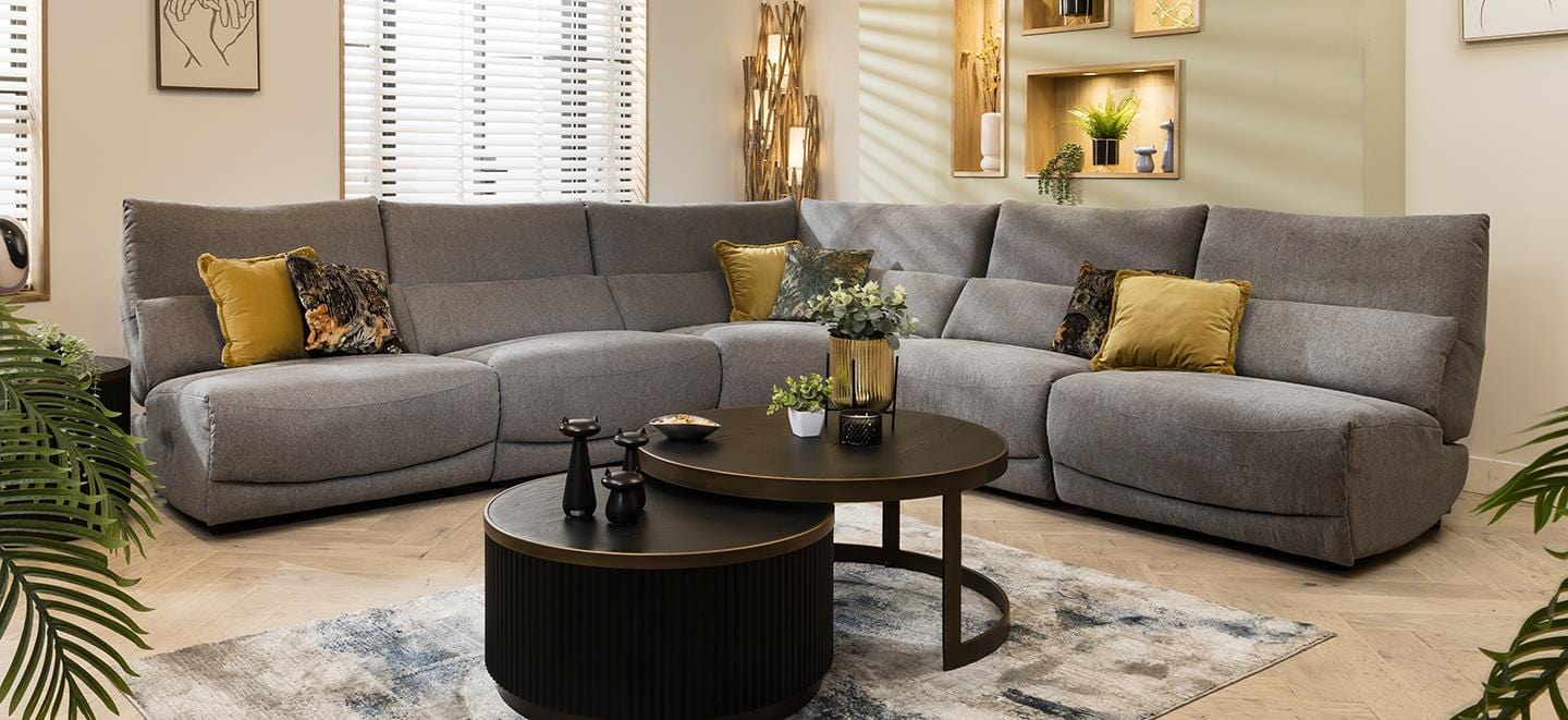 Jacob 6 Seater Recliner Corner Sofa - Grey L62R