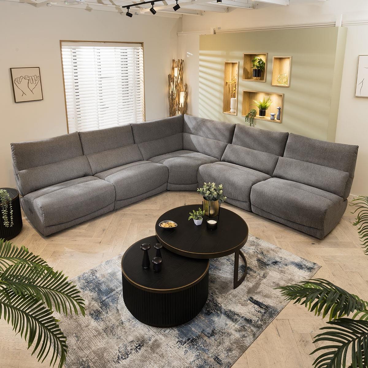 Jacob 6 Seater Recliner Corner Sofa - Grey L6R