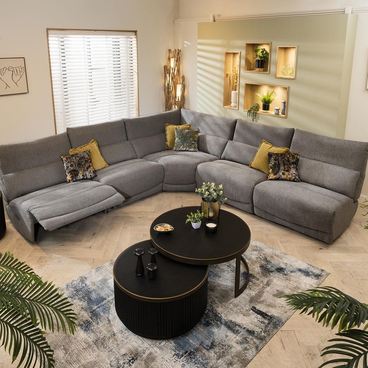 Jacob 6 Seater Recliner Corner Sofa - Grey L6R