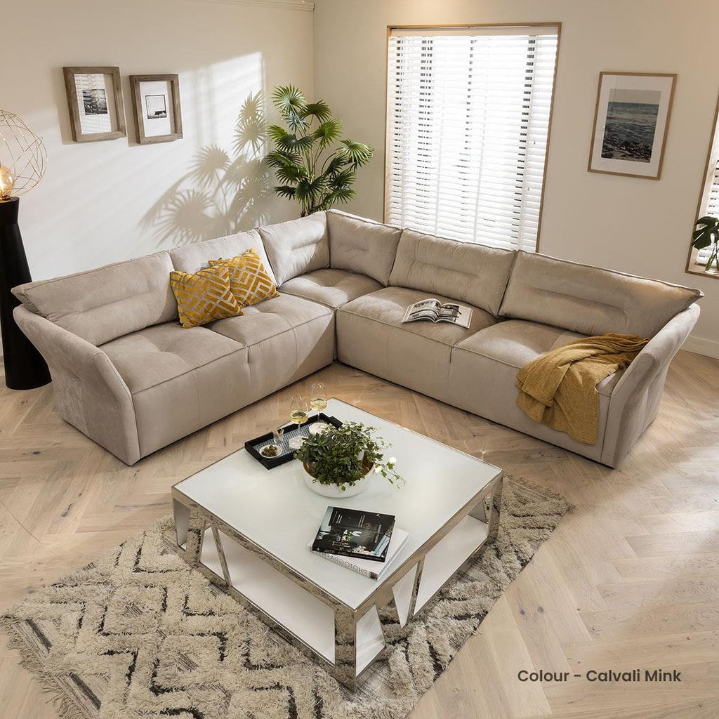 Quatropi 5 Seater Modular Corner Sofa - Left Hand L-Shape, Salsa 307x271cm