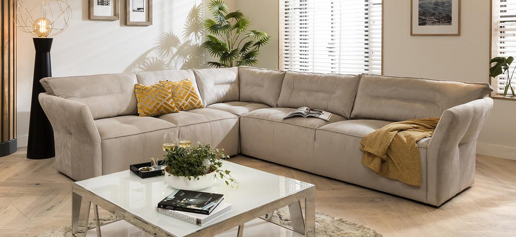 Quatropi 5 Seater Modular Corner Sofa - Left Hand L-Shape, Salsa 307x271cm