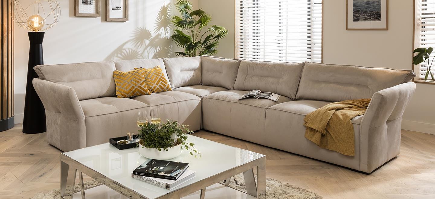 Quatropi 5 Seater Modular Corner Sofa - Left Hand L-Shape, Salsa 307x271cm