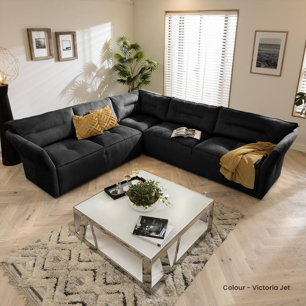 Quatropi 5 Seater Modular Corner Sofa - Left Hand L-Shape, Salsa 307x271cm