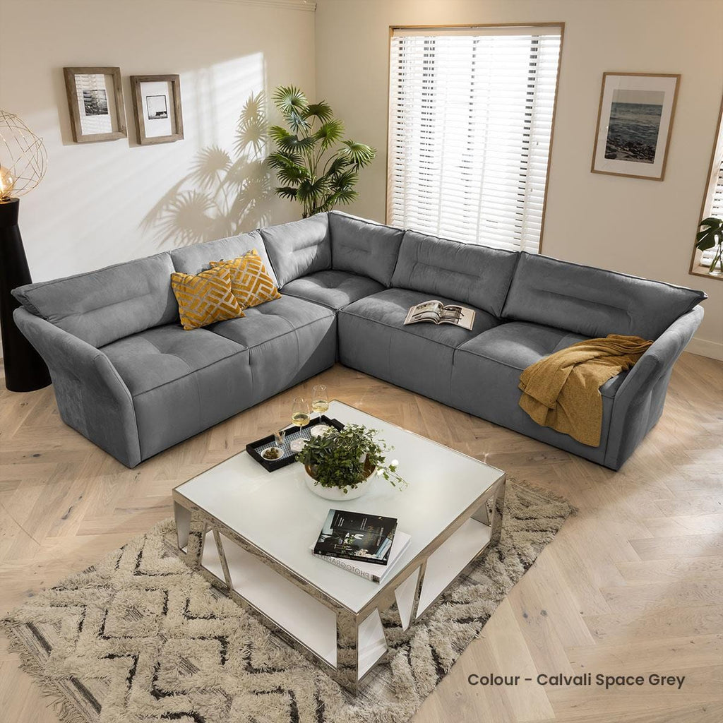 Quatropi 5 Seater Modular Corner Sofa - Left Hand L-Shape, Salsa 307x271cm