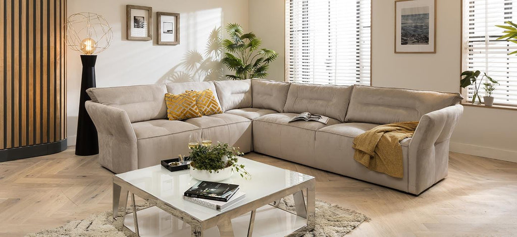 Quatropi 5 Seater Modular Corner Sofa - Left Hand L-Shape, Salsa 307x271cm