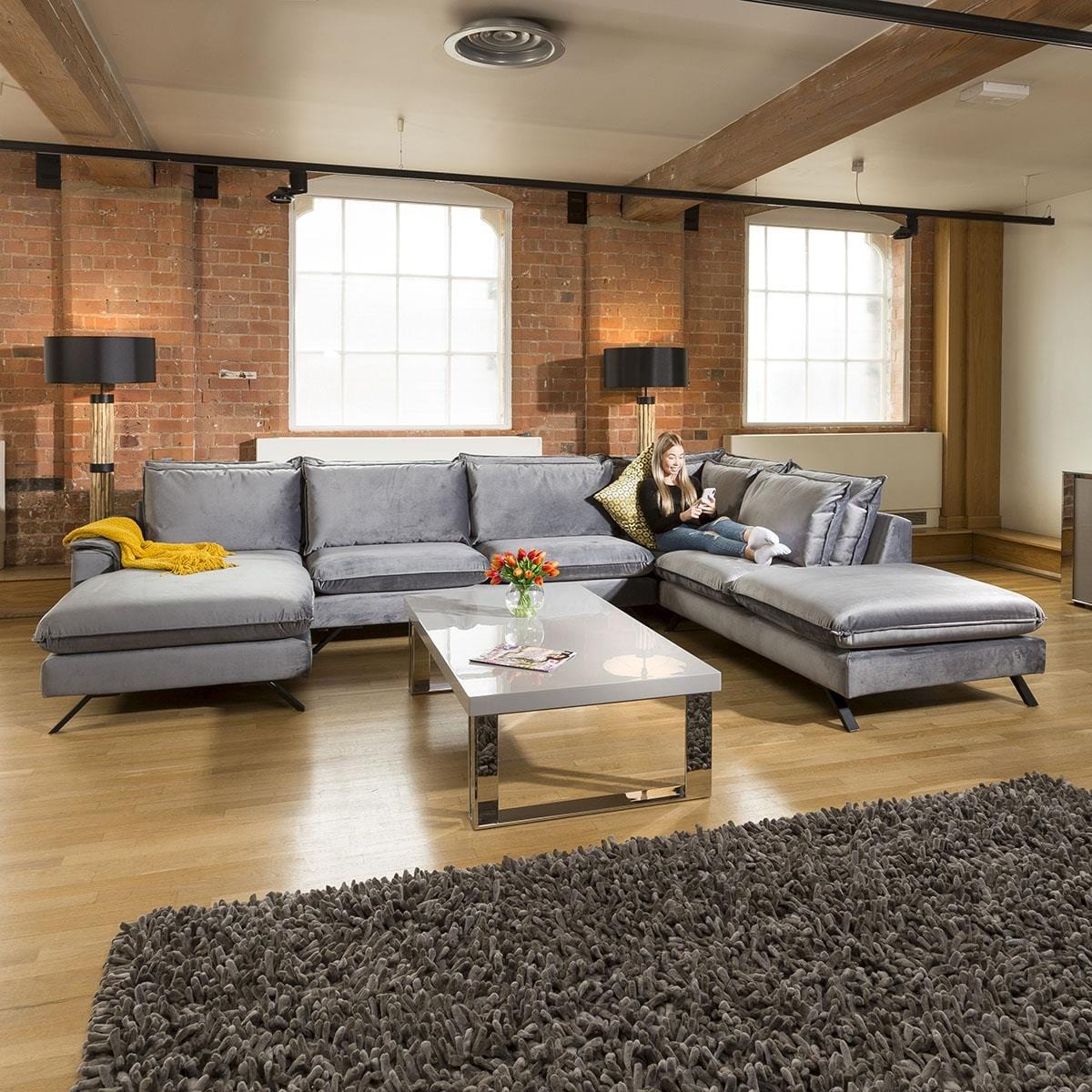 Ellie Extra Large U Shape Modular Cinema Sofa Many Fabrics 3.8x2.6x1.8m