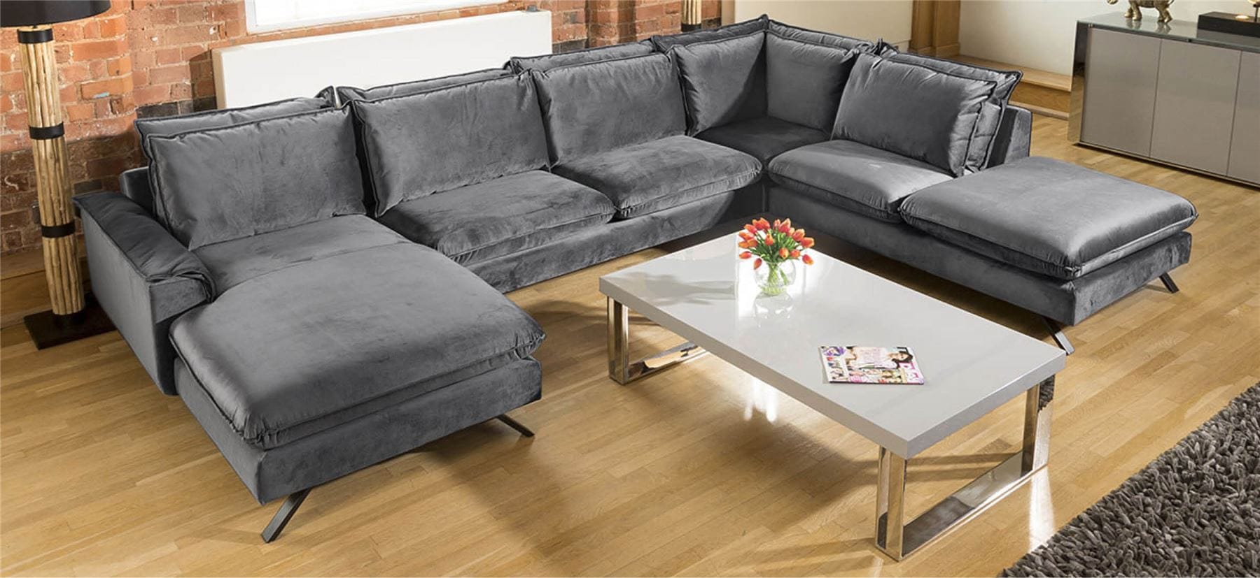 Ellie Extra Large U Shape Modular Cinema Sofa Many Fabrics 3.8x2.6x1.8m