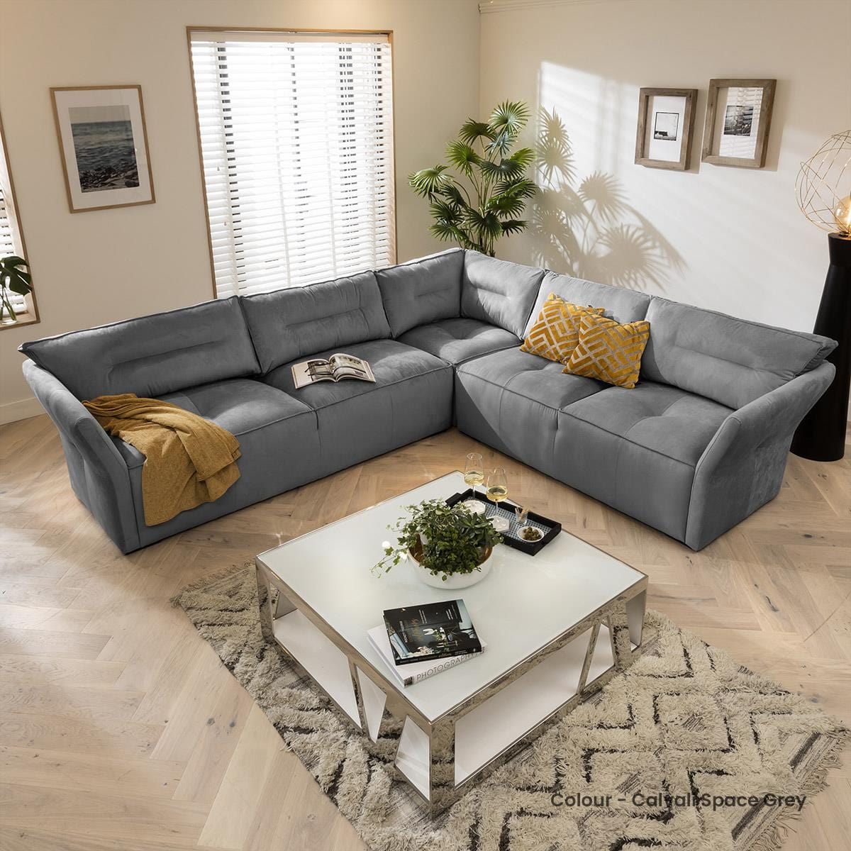 Quatropi 5 Seater Modular Corner Sofa - Right Hand L-Shape, Salsa 307x271cm
