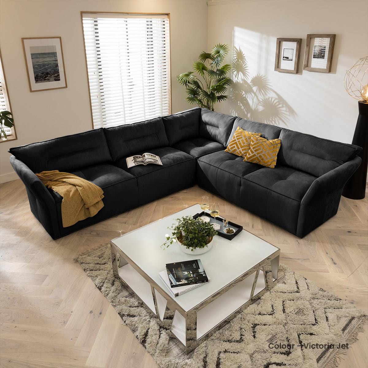 Quatropi 5 Seater Modular Corner Sofa - Right Hand L-Shape, Salsa 307x271cm