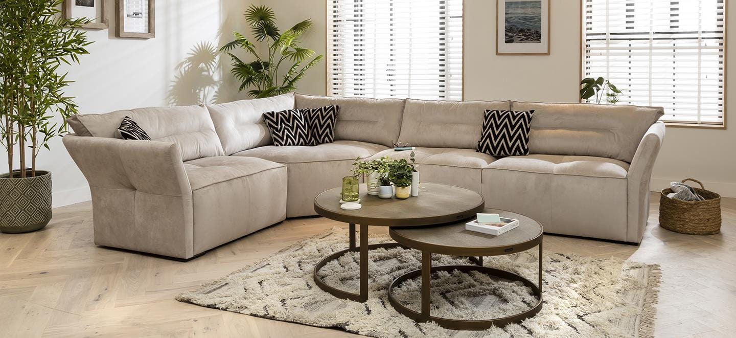 Quatropi 6 Seater Modular Corner Sofa - Left Hand L-Shape, Salsa 337x242cm