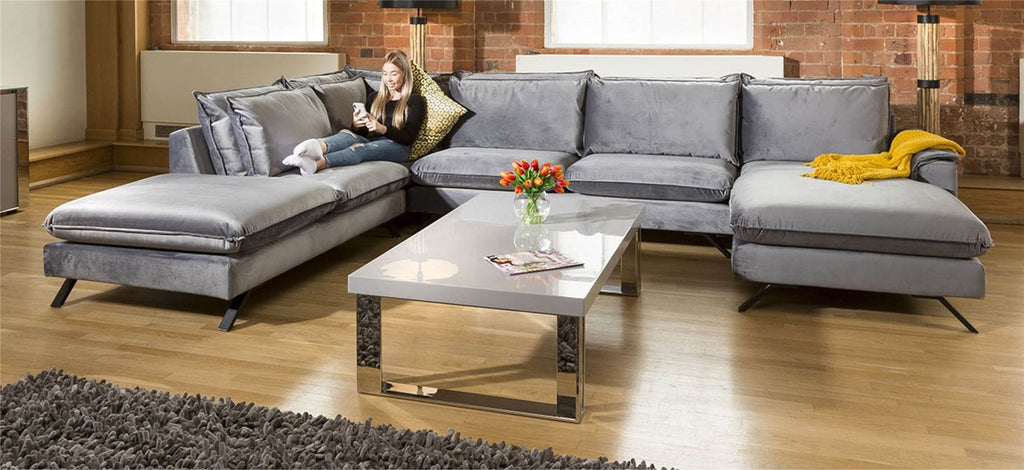 ExDisplay Ellie Extra Large U Shape Modular Cinema Sofa Grey 3.8x1.8x2.6m