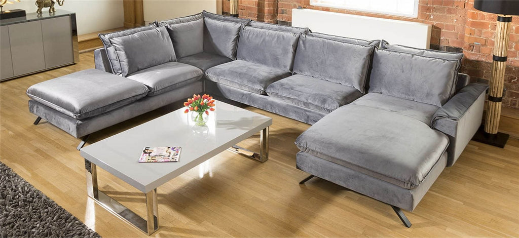 ExDisplay Ellie Extra Large U Shape Modular Cinema Sofa Grey 3.8x1.8x2.6m