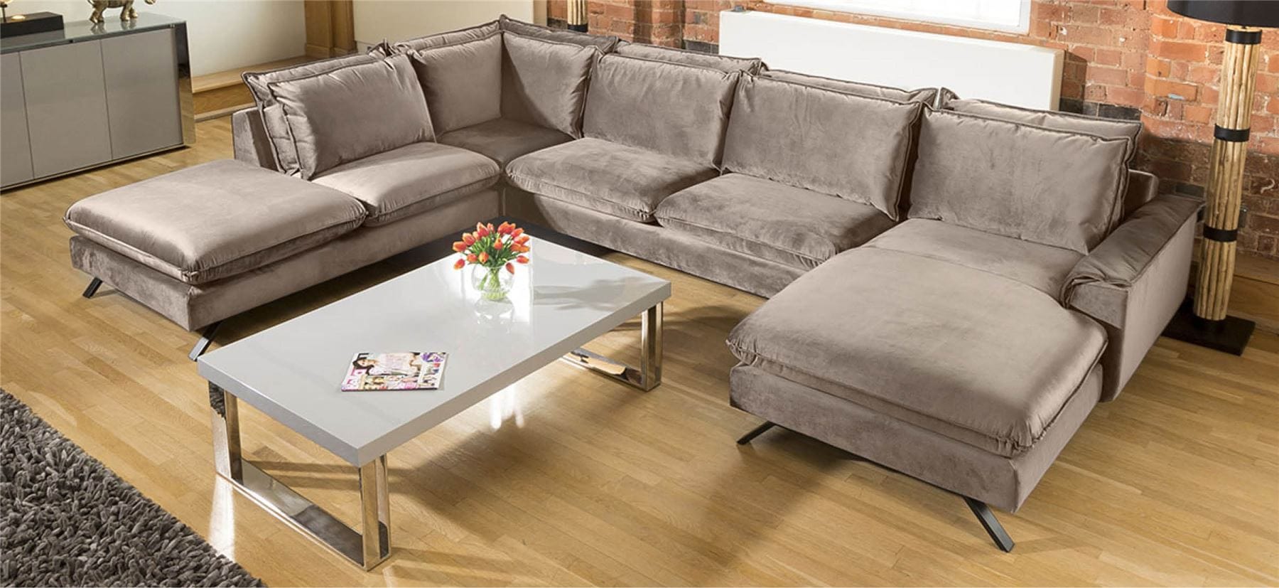 Ellie Extra Large U Shape Modular Cinema Sofa Many Fabrics 3.8x1.8x2.6m