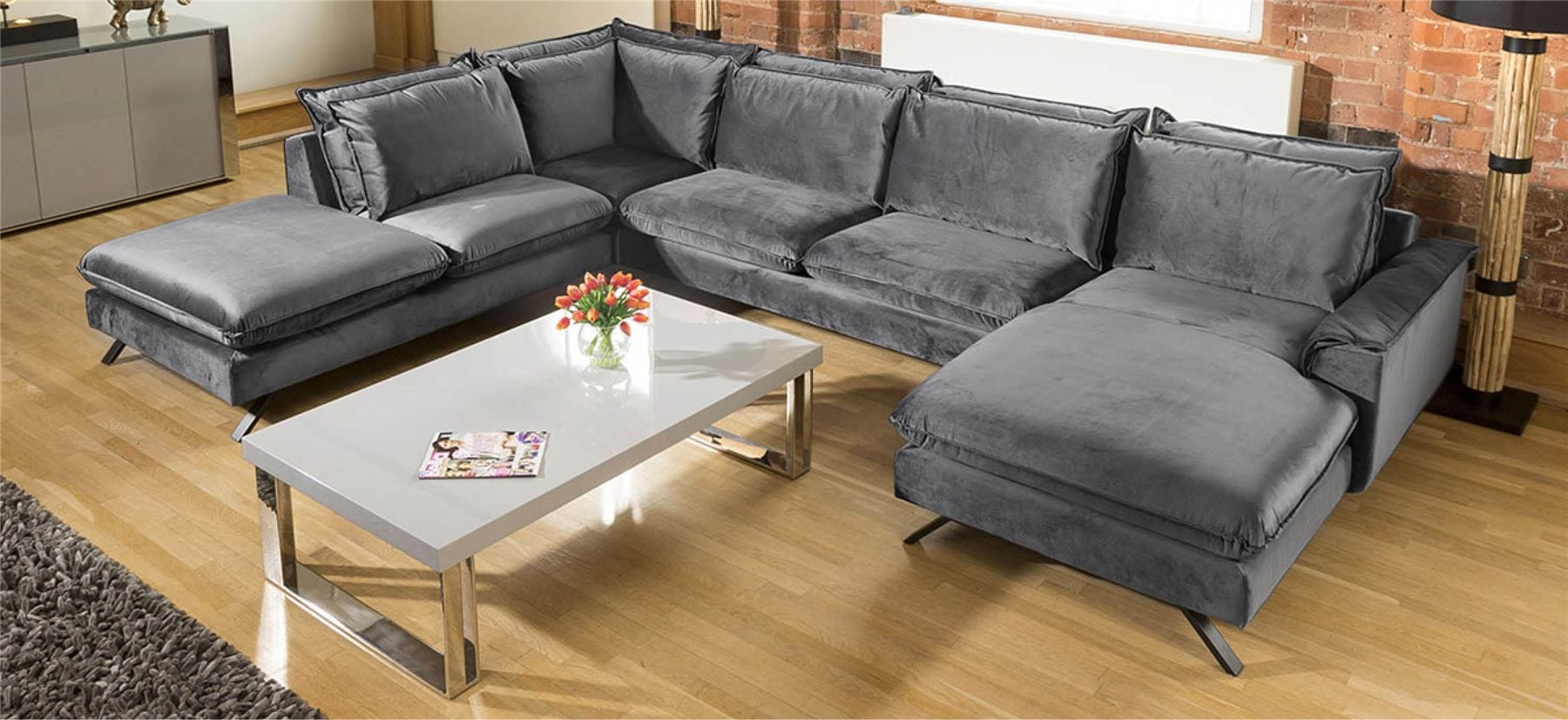 Ellie Extra Large U Shape Modular Cinema Sofa Many Fabrics 3.8x1.8x2.6m