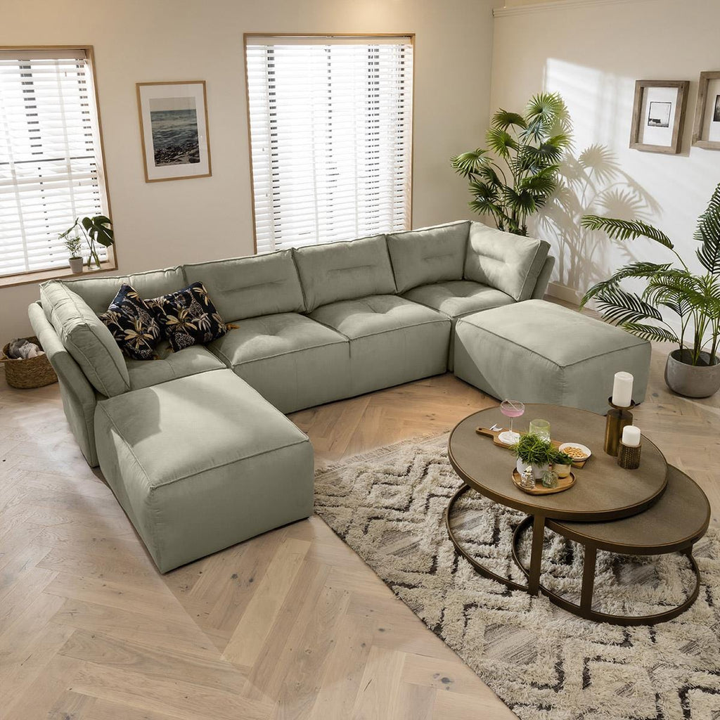 Quatropi 4 Seater Modular Sofa - Footstool Chaise Sofa, Salsa 348x192cm