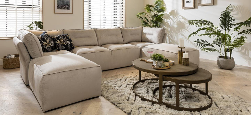 Quatropi 4 Seater Modular Sofa - Footstool Chaise Sofa, Salsa 348x192cm