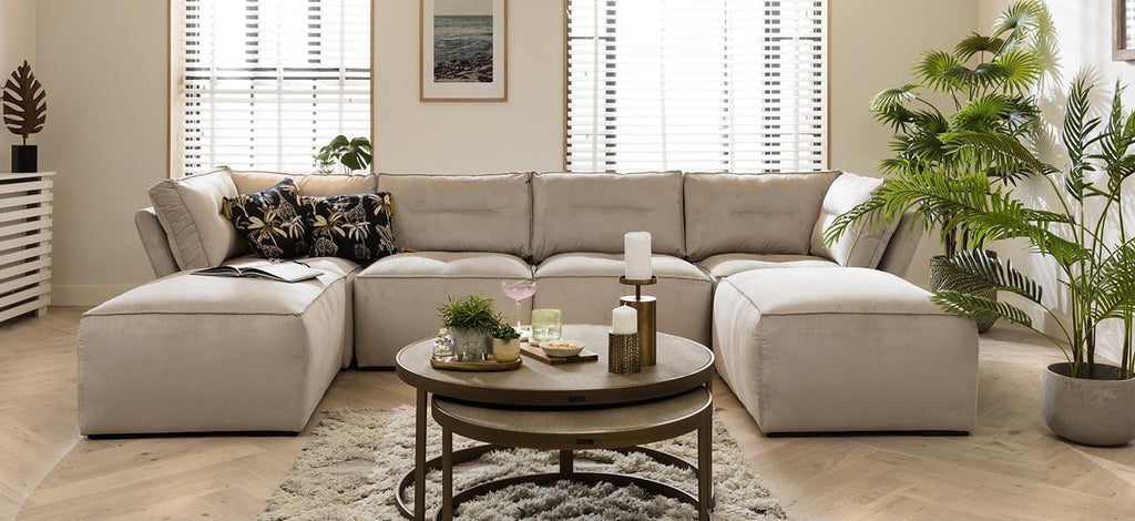 Quatropi 4 Seater Modular Sofa - Footstool Chaise Sofa, Salsa 348x192cm