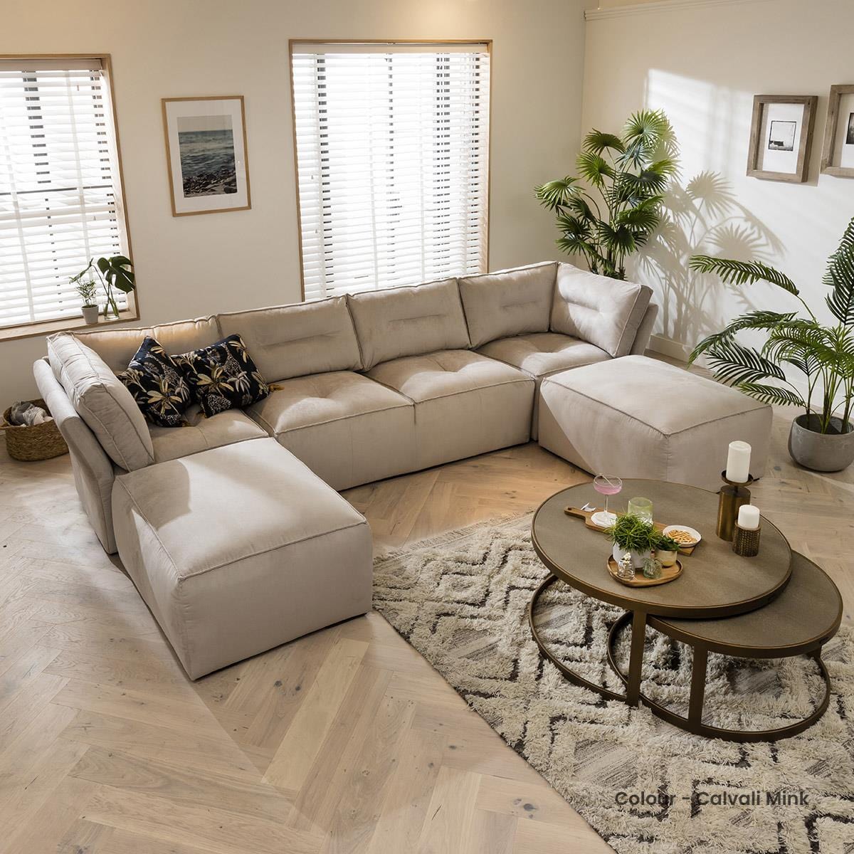 Quatropi 4 Seater Modular Sofa - Footstool Chaise Sofa, Salsa 348x192cm