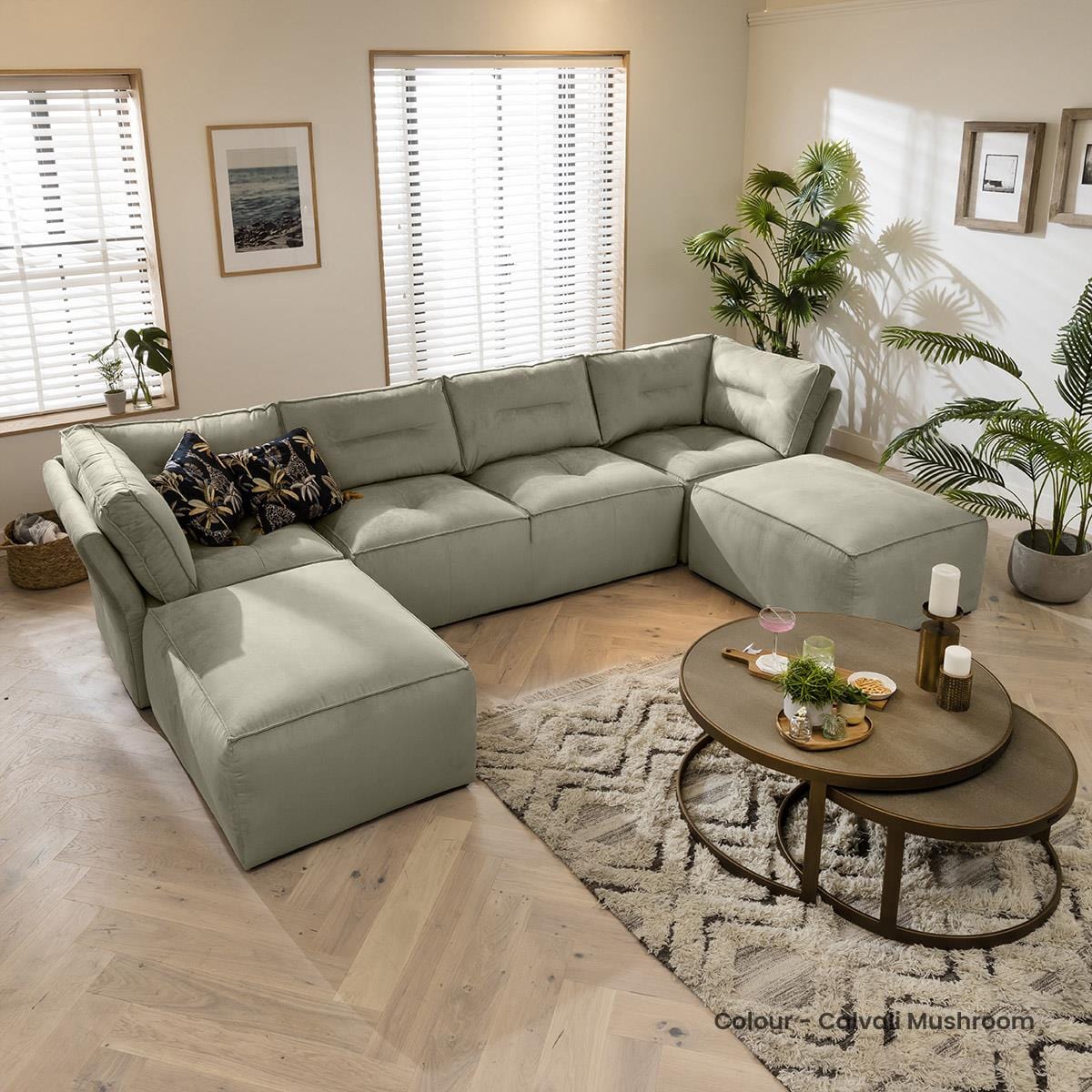 Quatropi 4 Seater Modular Sofa - Footstool Chaise Sofa, Salsa 348x192cm