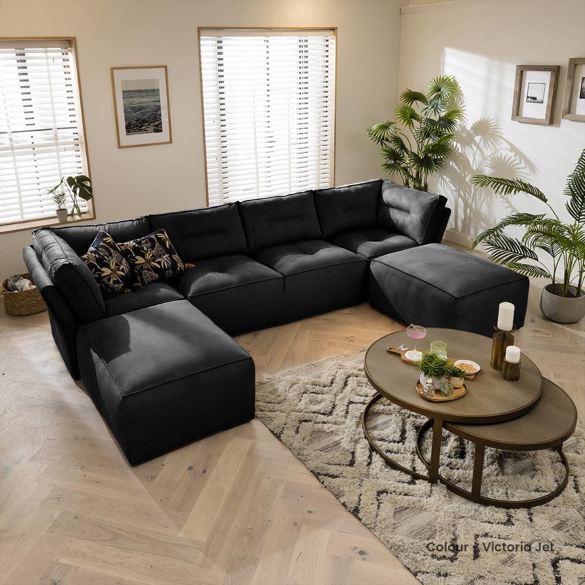 Quatropi 4 Seater Modular Sofa - Footstool Chaise Sofa, Salsa 348x192cm