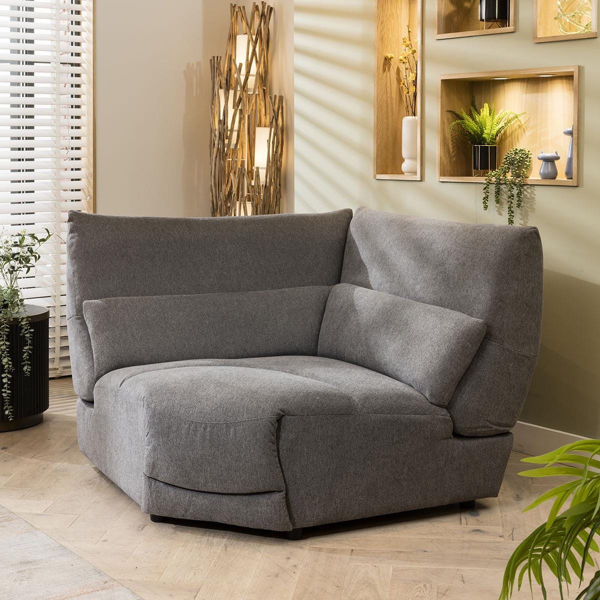 Jacob 7 Seater Recliner Corner Sofa - Grey L4R