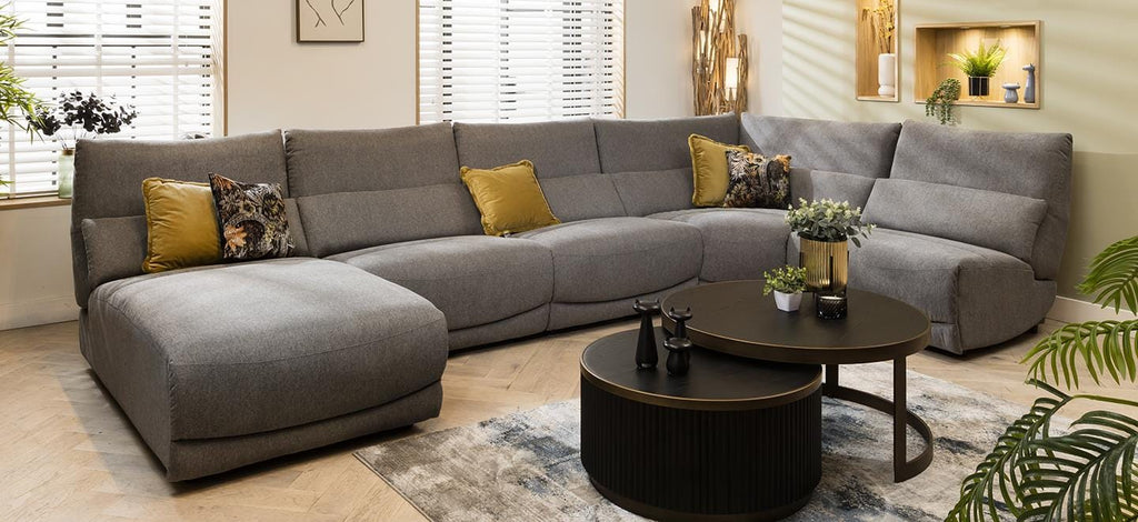 Jacob 7 Seater Recliner Corner Sofa - Grey L4R