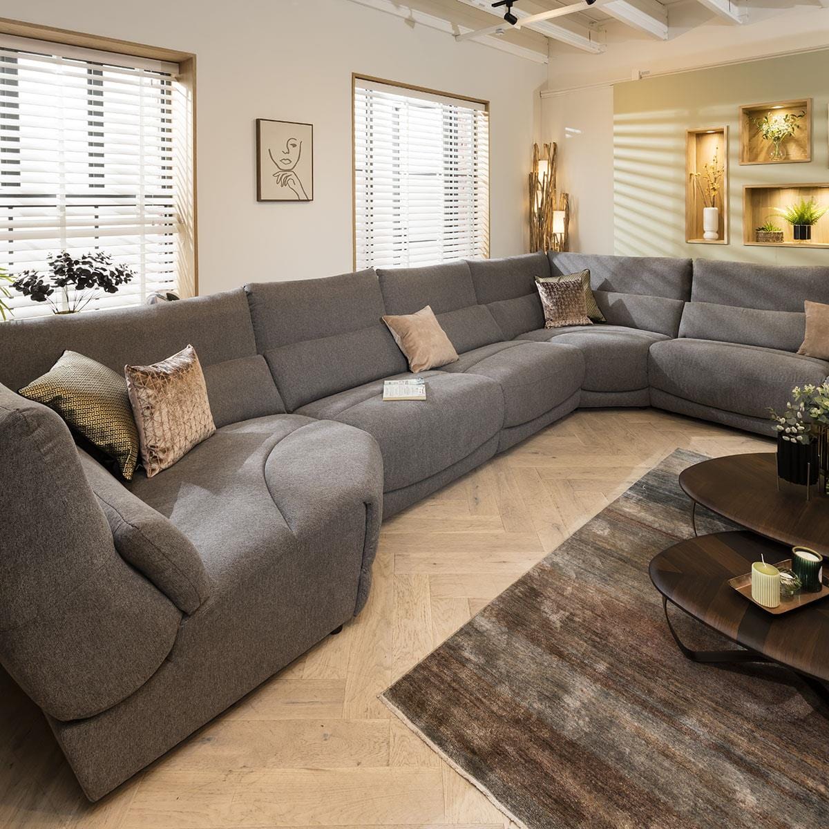 Jacob 8 Seater Recliner Corner Sofa - Grey L5R