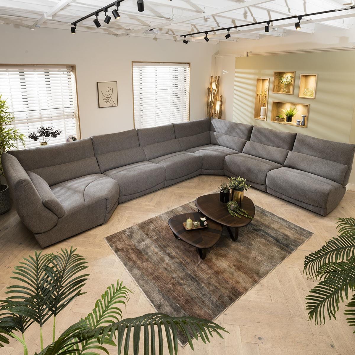 Jacob 8 Seater Recliner Corner Sofa - Grey L5R