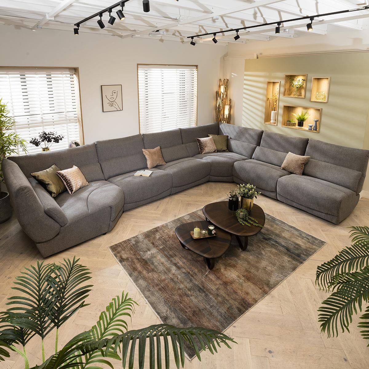 Jacob 8 Seater Recliner Corner Sofa - Grey L5R