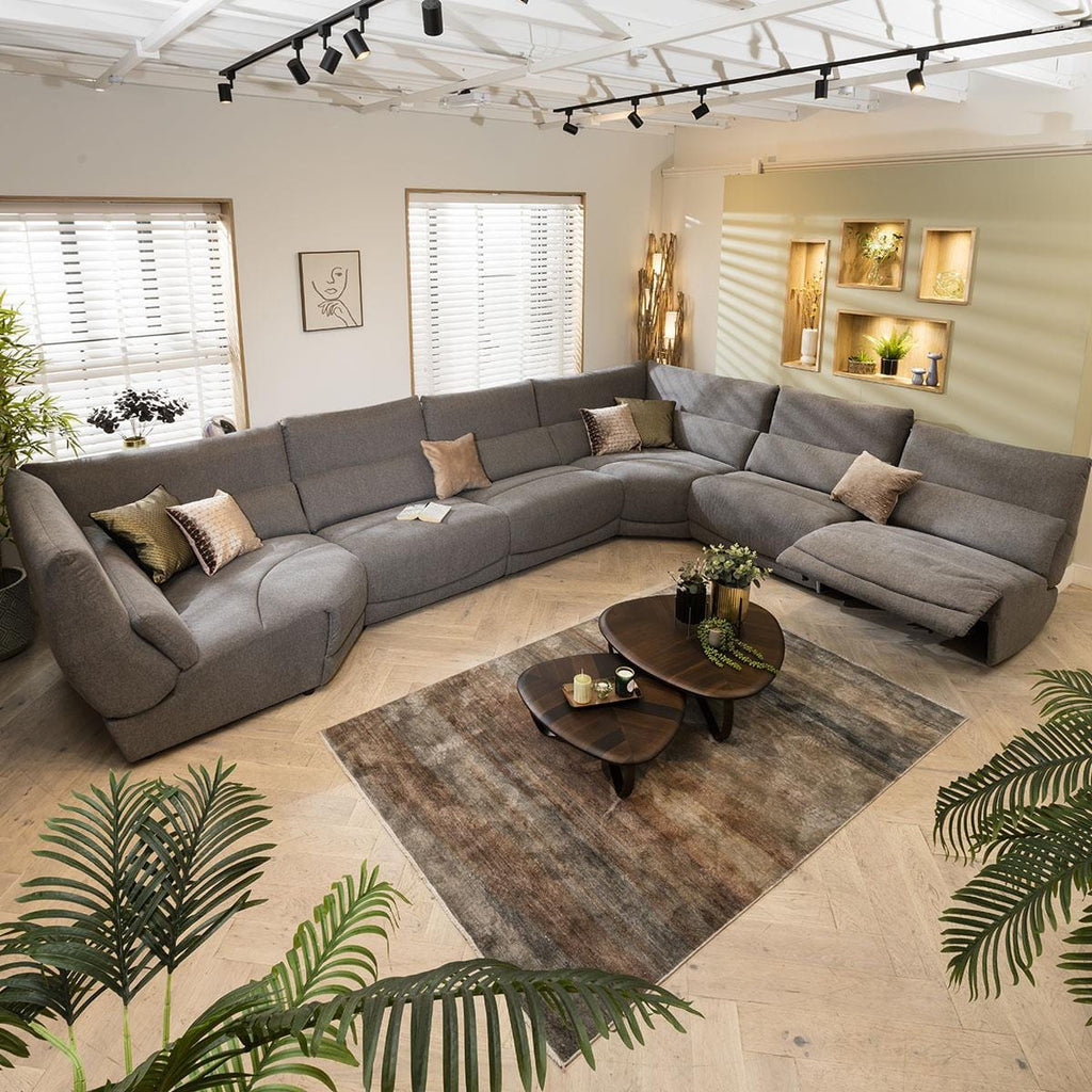Jacob 8 Seater Recliner Corner Sofa - Grey L5R