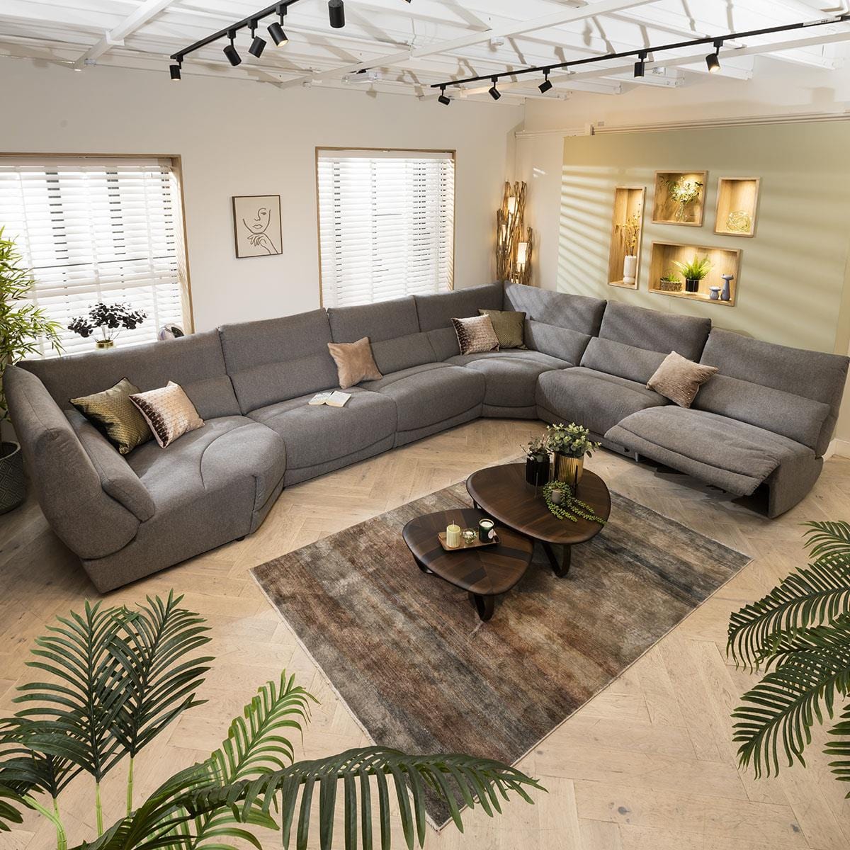 Jacob 8 Seater Recliner Corner Sofa - Grey L5R