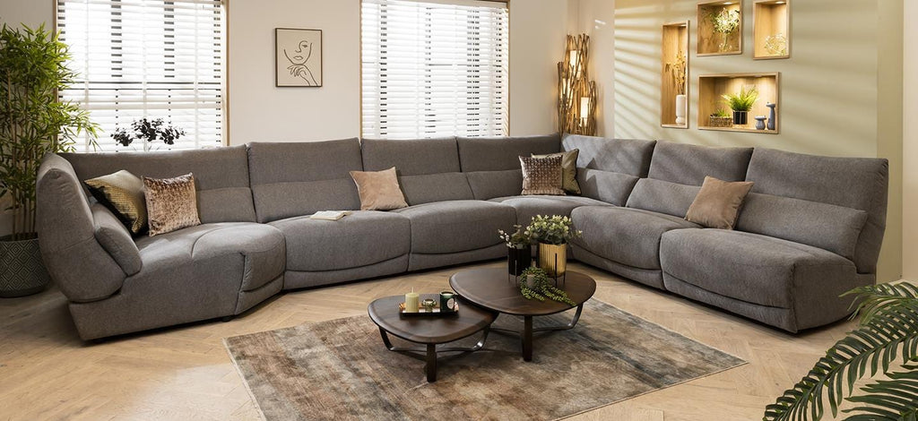 Jacob 8 Seater Recliner Corner Sofa - Grey L5R