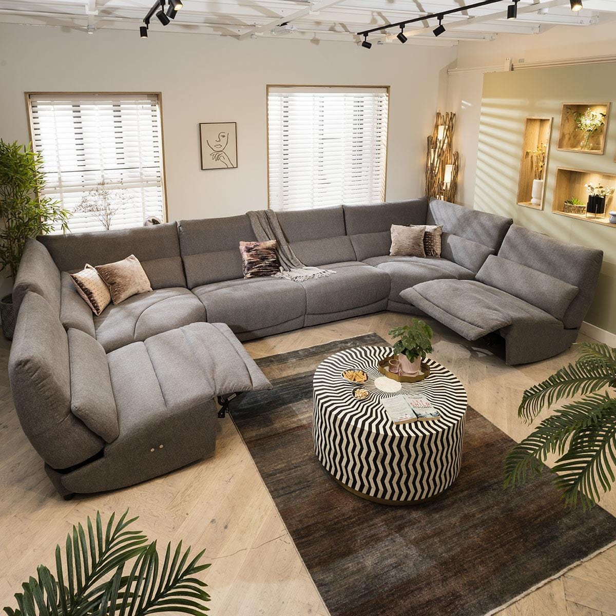 Jacob 8 Seater Recliner U-Shape Sofa - Grey U22R