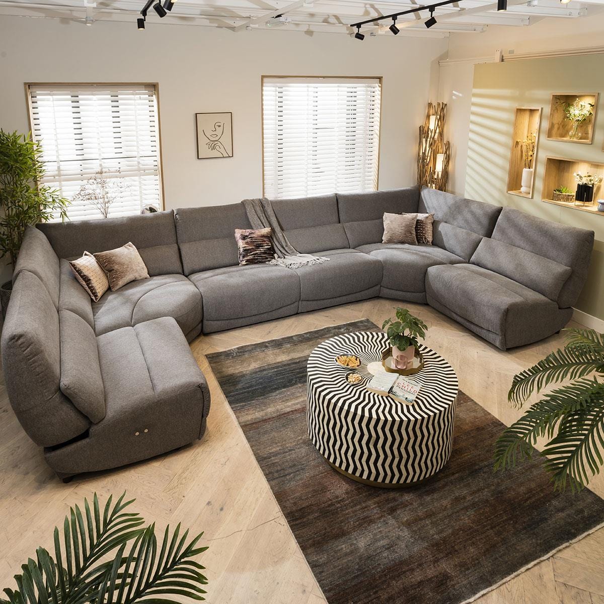 Jacob 8 Seater Recliner U-Shape Sofa - Grey U22R