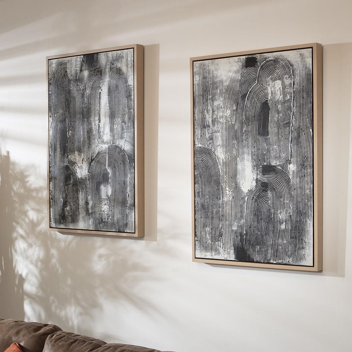 Absract Framed Wall Artwork Black & Grey 120x90cm