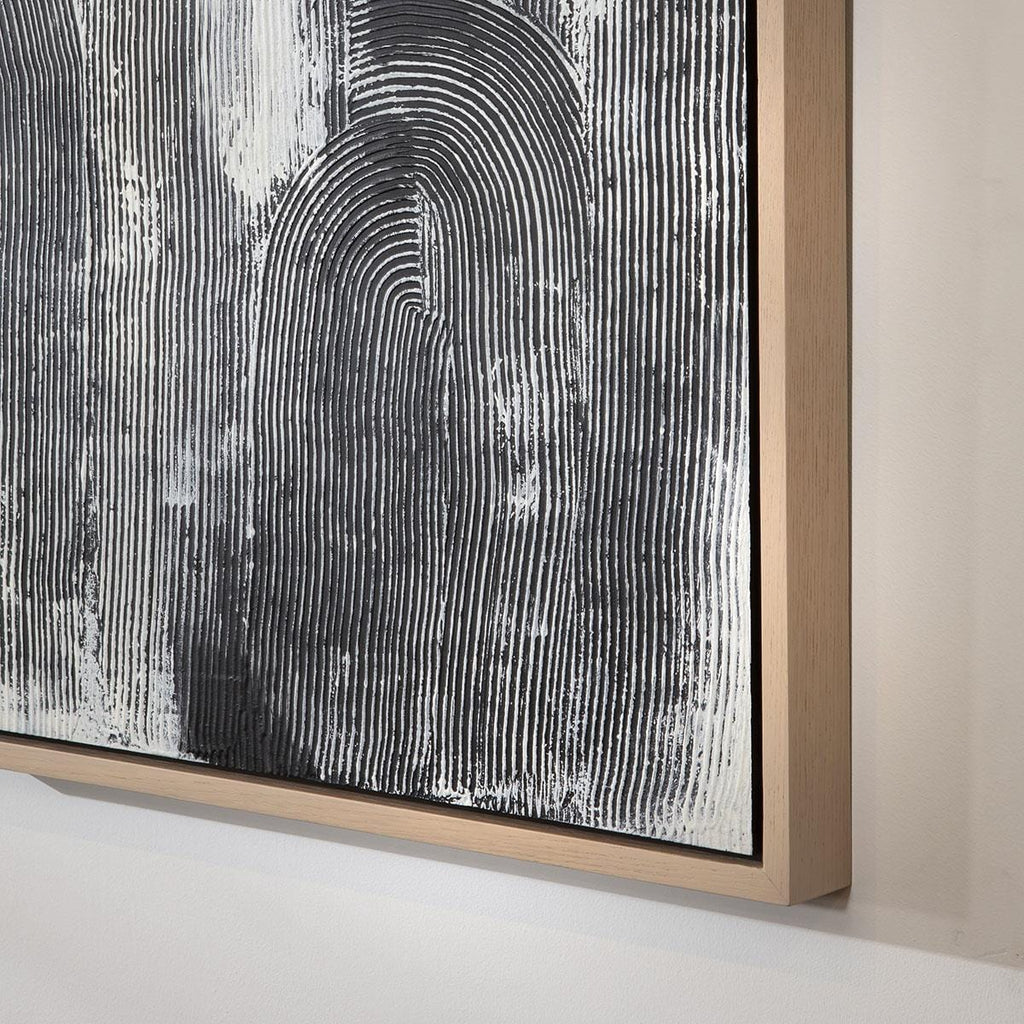 Absract Framed Wall Artwork Black & Grey 120x90cm