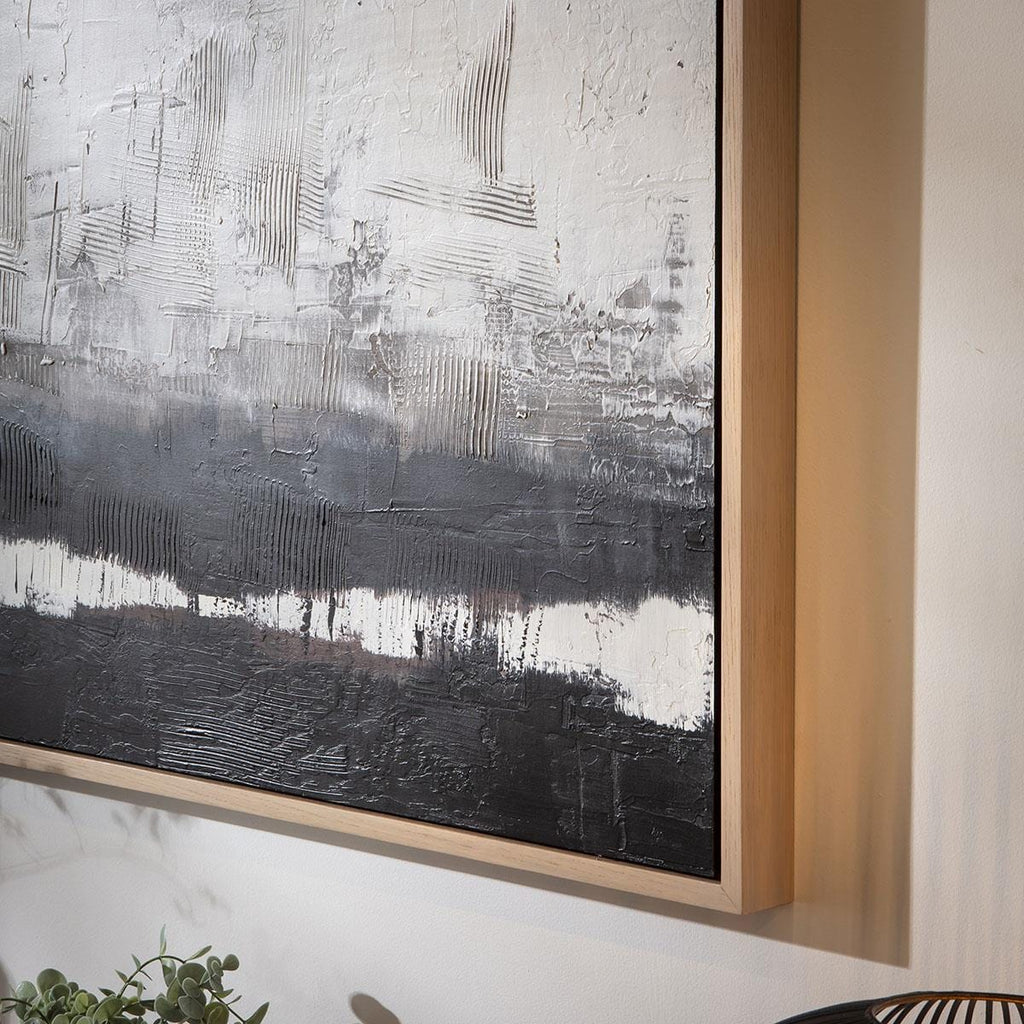 Absract Framed Wall Artwork Black & Grey 90x120cm