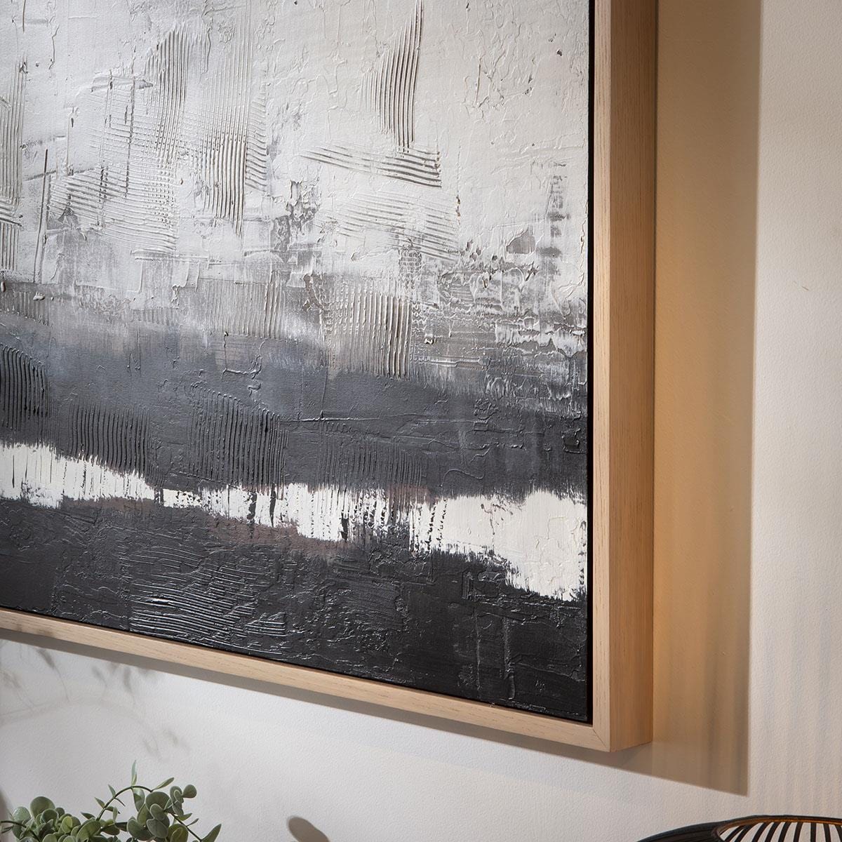 Absract Framed Wall Artwork Black & Grey 90x120cm