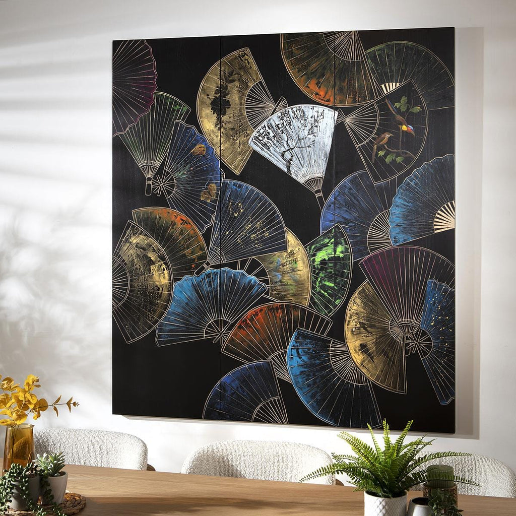 Abstract 3-Piece Panel Wall Artwork Green 135x150cm