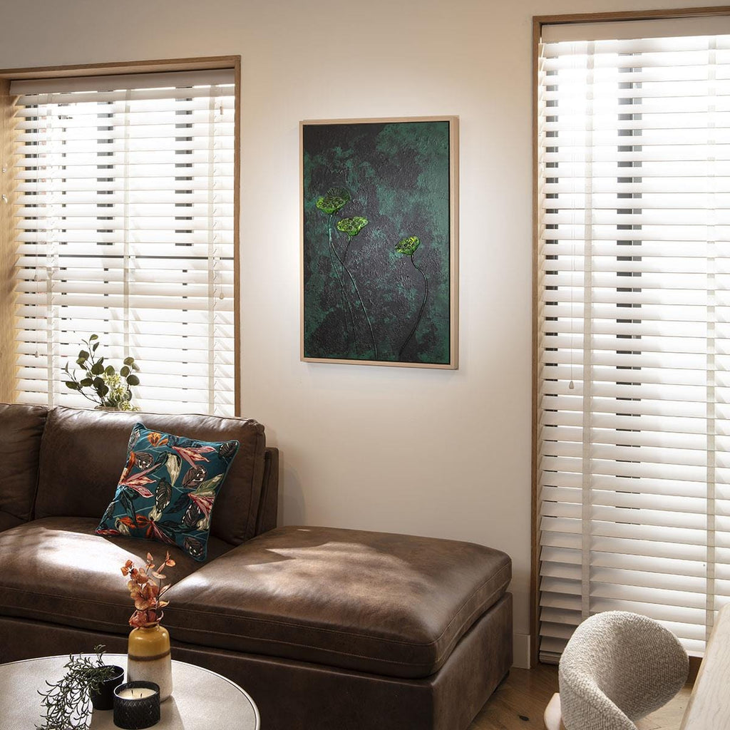 Abstract Framed Wall Artwork Black & Green 60x90cm