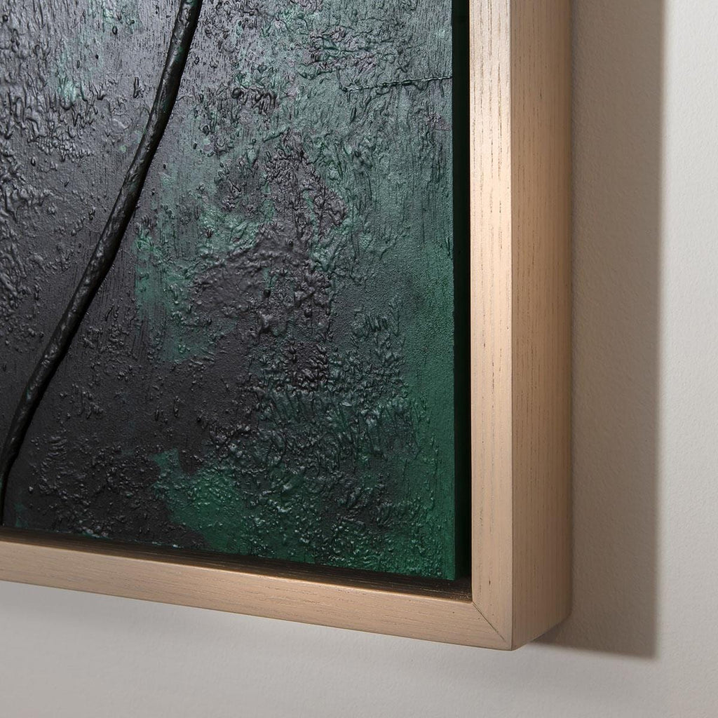 Abstract Framed Wall Artwork Black & Green 60x90cm